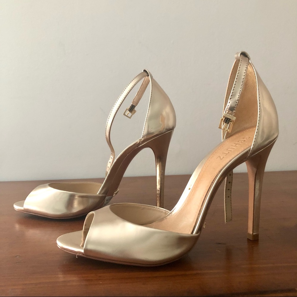 NWOB! Schutz Gold Open-Toe Heels